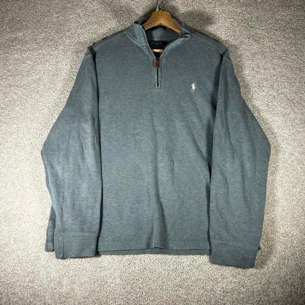 Vintage men's Polo Ralph Lauren sky blue 1/4 preppy sweatshirt Size L